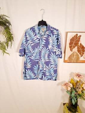 Cooke Street Honolulu Men's Button-Up Short-Sleeved Shirt Blue XL